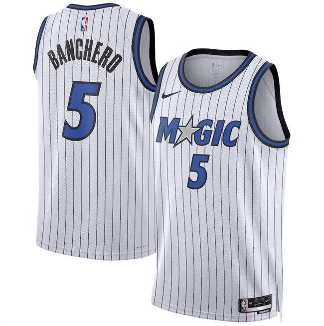 Men's Orlando Magic #5 Paolo Banchero Blue 2025 Icon Edition Stitched Basketball Jersey